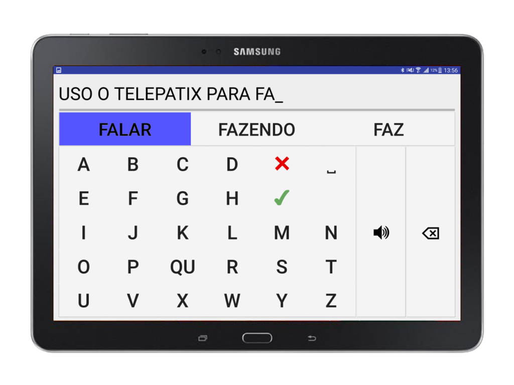 Aplicativo TelepatiX rodando num Tablet Samsung